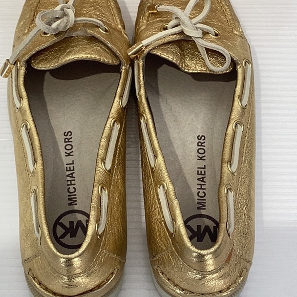 Michael Kors Moccasin Flats Leather Size 8M Color Gold - Picture 7 of 10